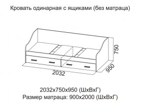 Кровать одинарная с ящиками (Без матраца 0,9*2,0) в Кыштыме - kyshtym.магазин96.com | фото